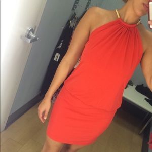 Jessica Simpson Red/Orange Coral Blouson Dress